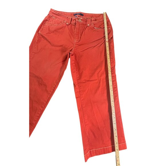 Bill Blass Womens Red Stretch Jeans Size 10 Wide Leg 98% Cotton 2% Lycra - Picture 5 of 8